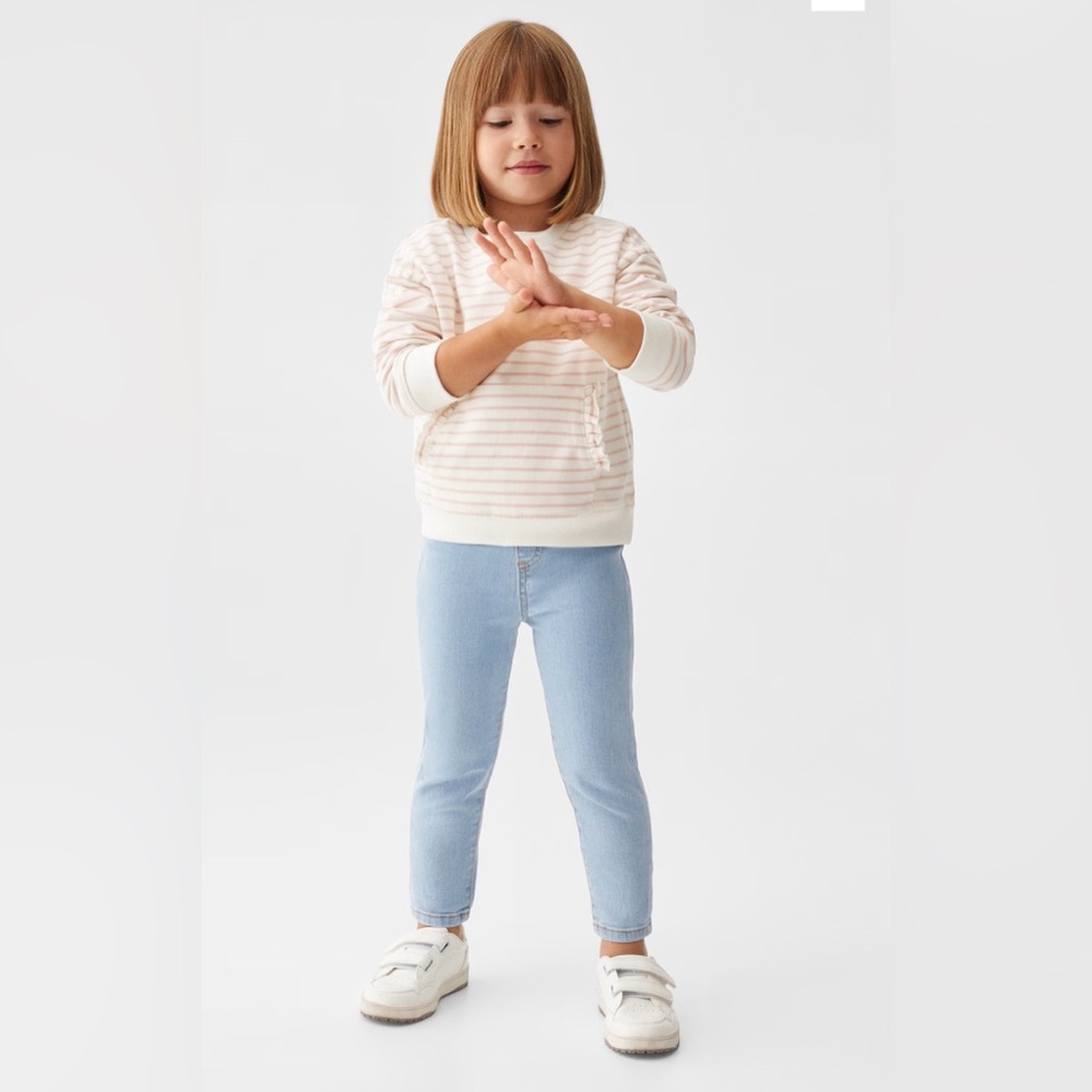 Mango Baby Girl Light Blue Jeans, Size 9-12 months